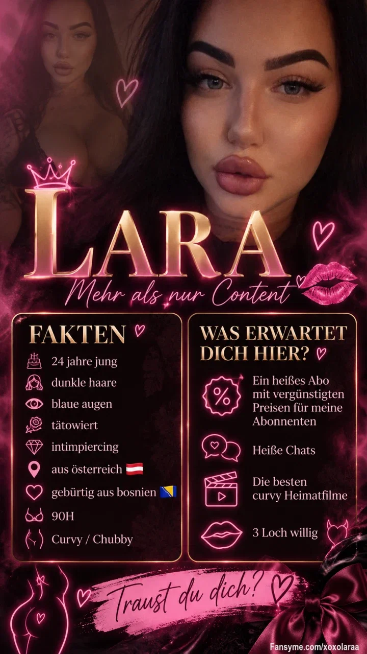 Hii, ich bin Lara mit den großen 🍒 und nem fetten 🍑
Bist du bereit für die heißesten Filme in voller Länge? Dich erwarten nicht nur softe Videos, sondern auch richtige hardcore Filme🥵
Ich freue mich auf dein Abo & vergiss nicht, dass du ein paar kleine Filme sogar im Abopreis dabei hast💦💦
#h2gcd #curvy #chubby #blackhair #bigass #bigtits #großetitten #haram #arsch #bigbooty #biglips